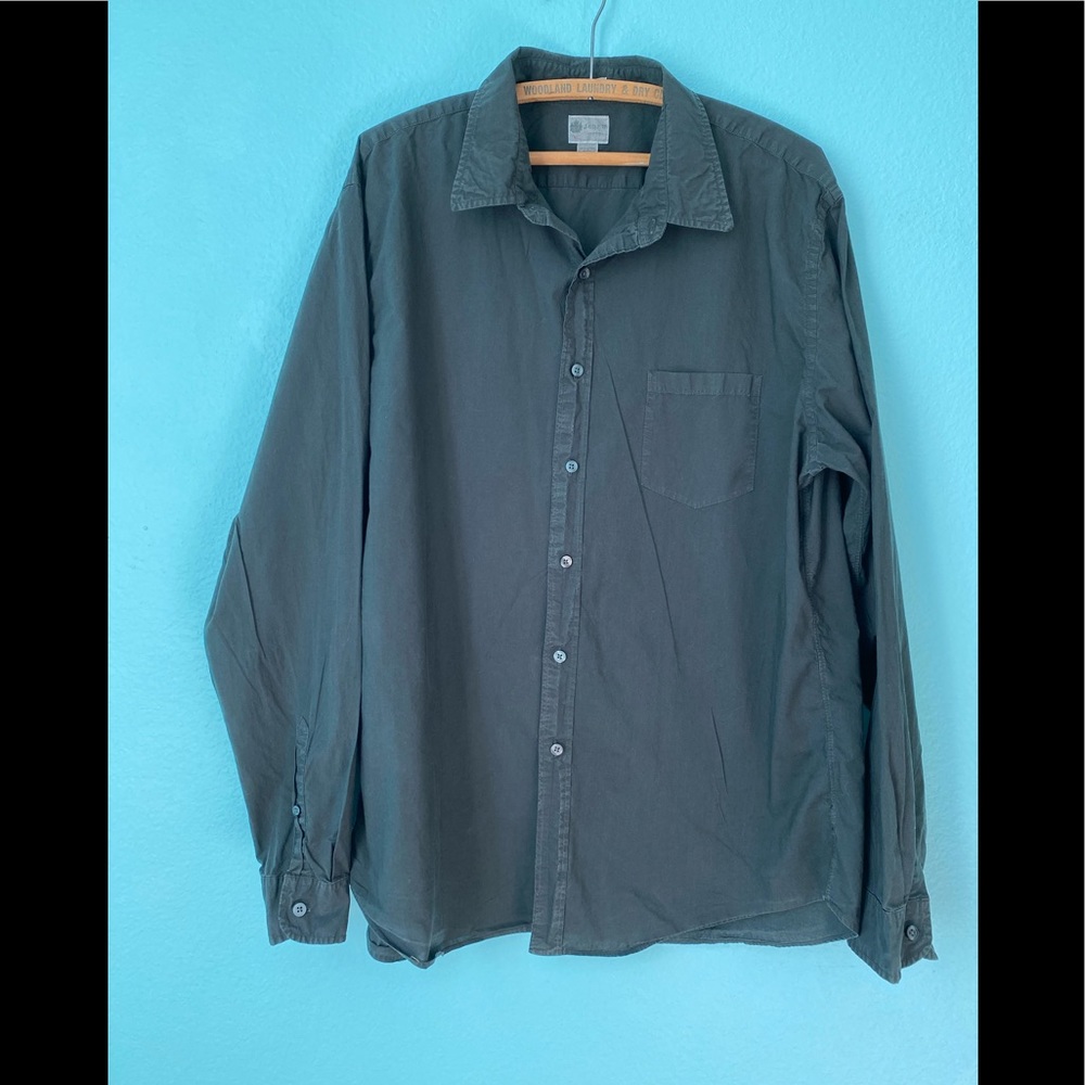 Men’s J.Crew faded black cotton button down shirt size XL “as is”